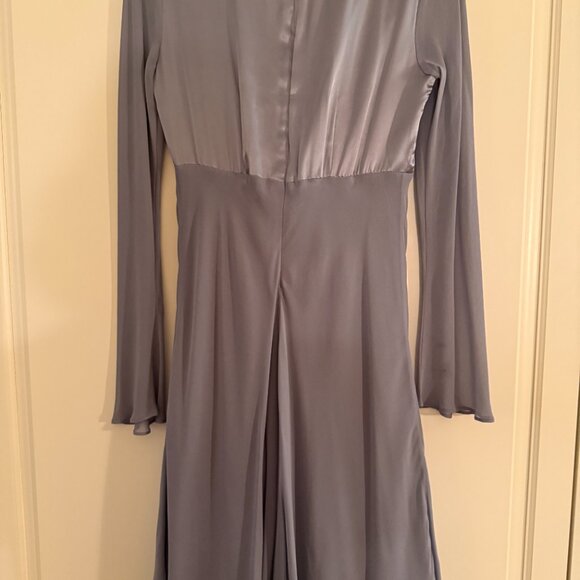 VINTAGE Grey Satin and Chiffon Donna Riccio Dress Excellent Condition Size 8 - Picture 5 of 6
